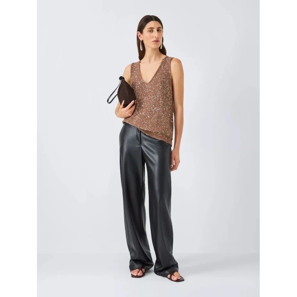 NWT Max Mara Acaici V Neck Sleeveless Top with Sequence / Size M / $320 retail